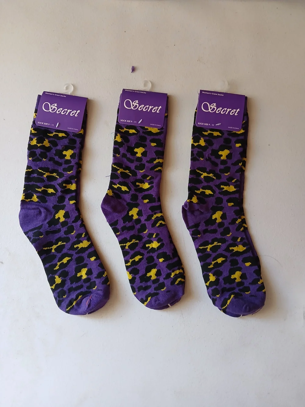 Purple & Yellow Leopard Crew Socks - Men Or Women ( Bag B )